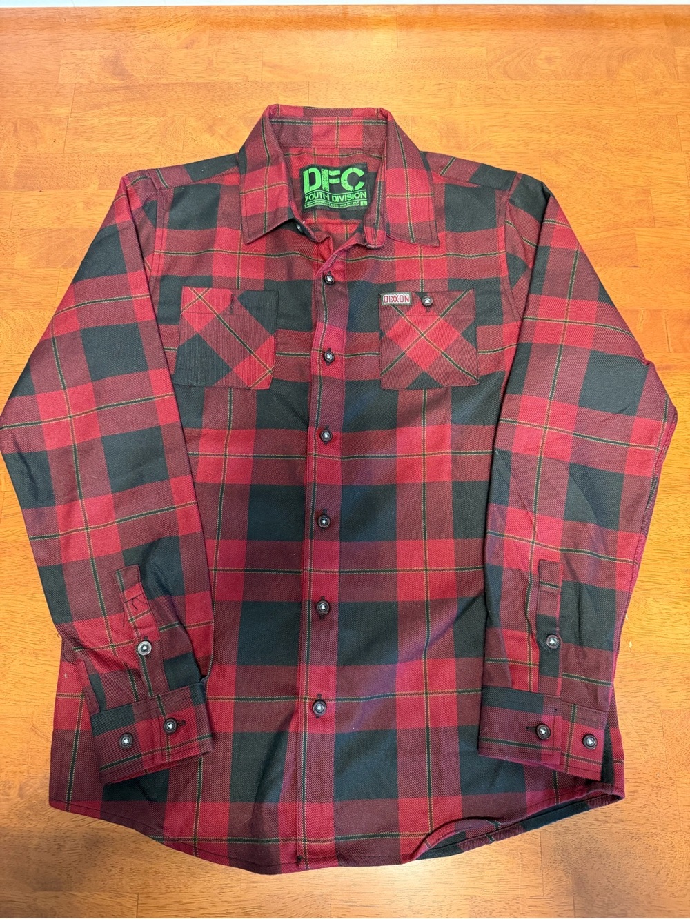 DIXXON Youth Red and Black Plaid Button-Down Shirt